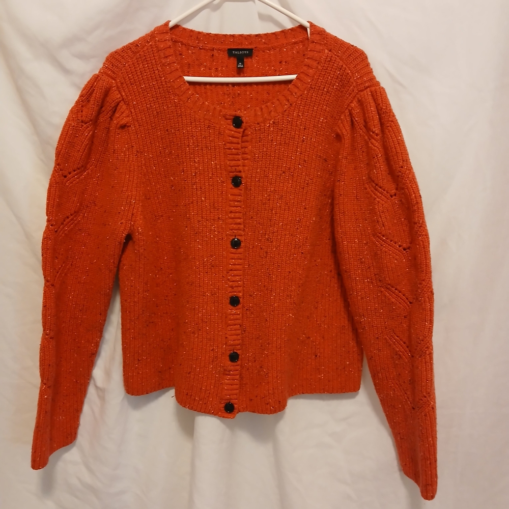 Talbots Bold Pink/Coral Button-Up Cardigan Sweater Womens Sz XL